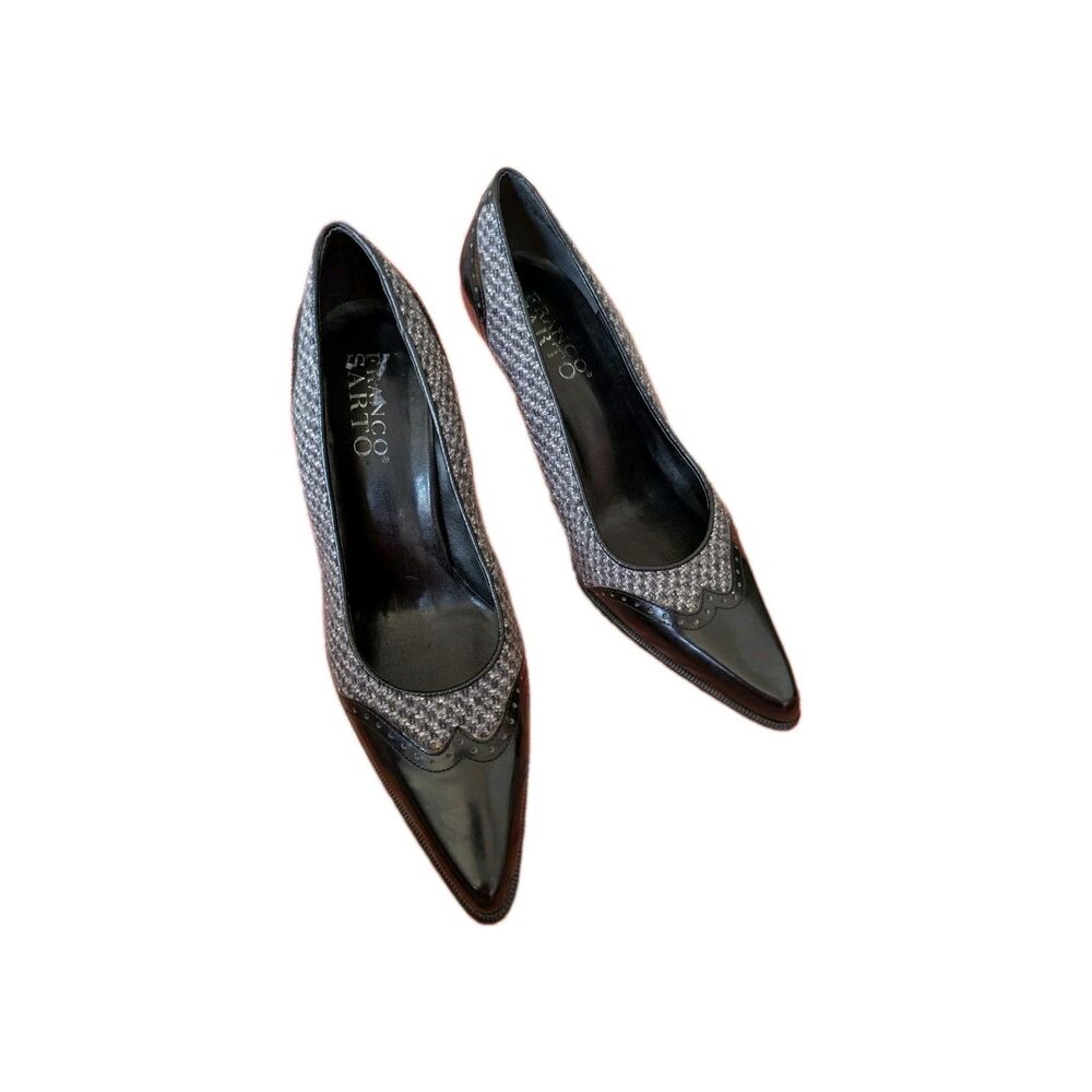 Franco Sarto Tweed Leather Heels Y2K Vintage sz 10